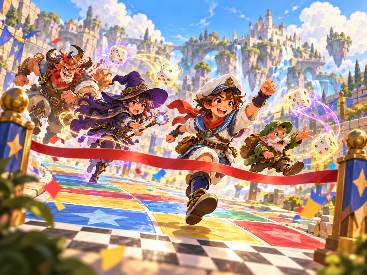 Original illustration of magical racers with varied powers